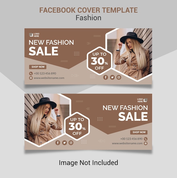 Fashion sale social media Facebook cover design template.