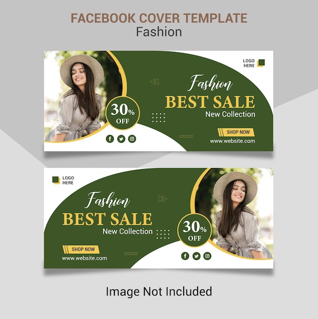 Fashion sale social media Facebook cover design template.