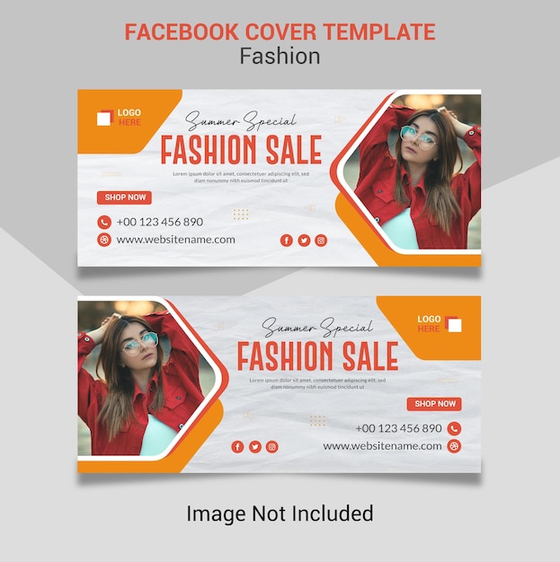 패션 판매 소셜 미디어 Facebook 표지 디자인 템플릿입니다.