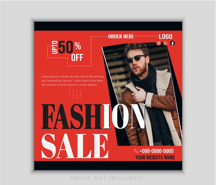 Vector fashion sale social media instagram post template