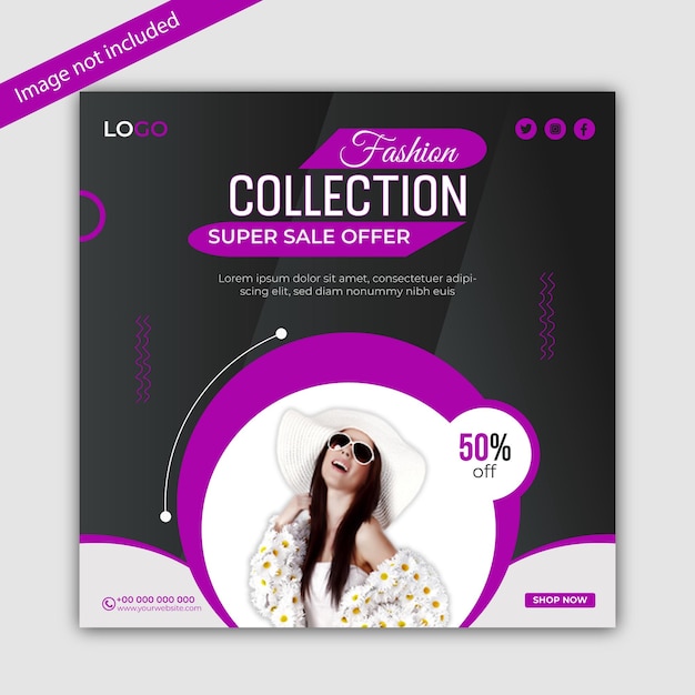 Fashion sale social media instagram post and web banner template