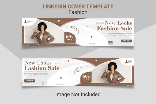 Fashion sale social media LinkedIn cover design template.