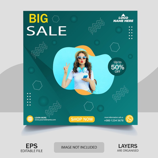 Vector fashion sale social media post banner design template, online marketing promotion banner.