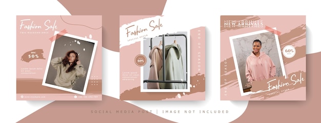 Modelli di banner post sui social media di vendita di moda premium vector