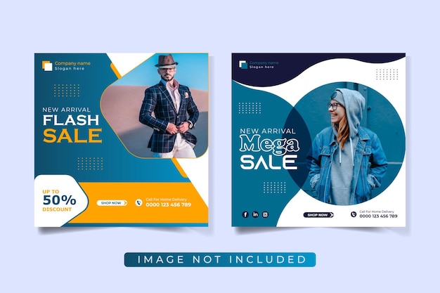 Fashion sale social media post bundle design