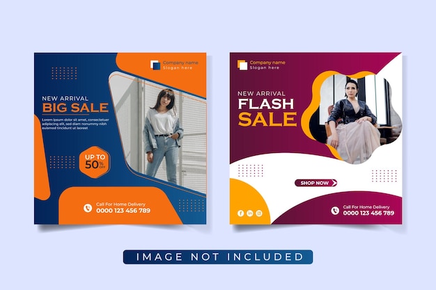 Fashion sale social media post bundle design