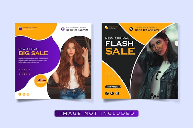 Vector fashion sale social media post bundle design