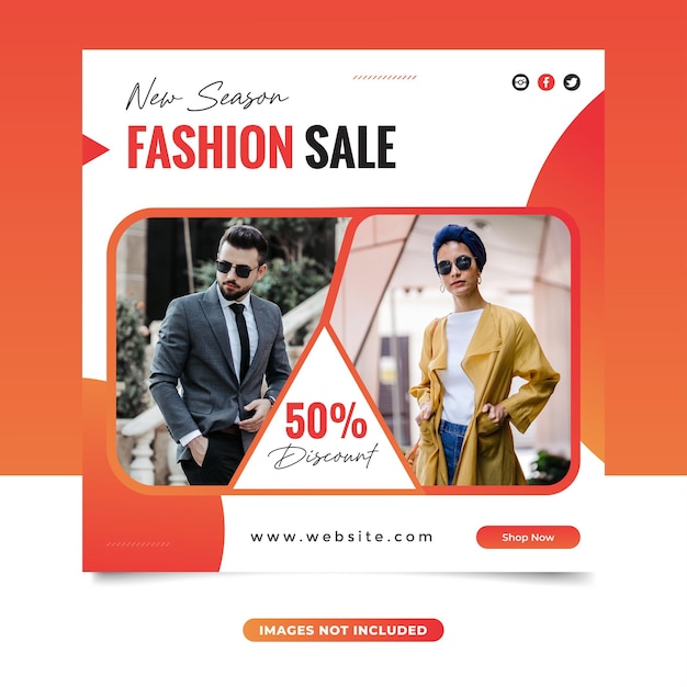 Fashion sale social media post design template