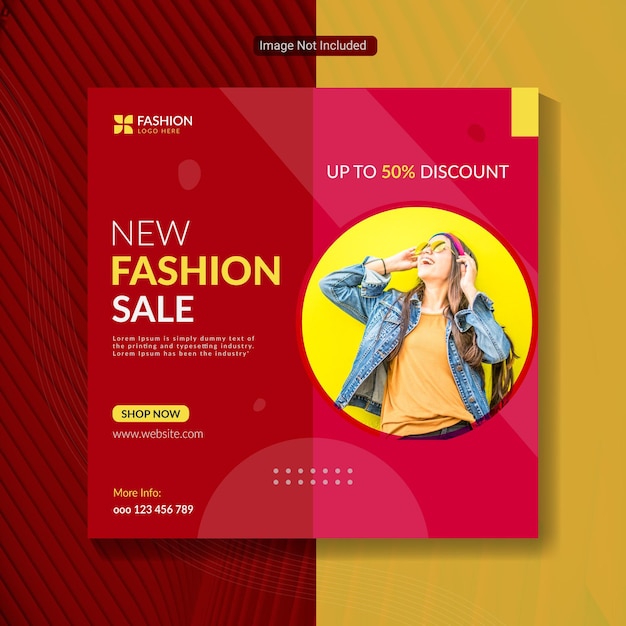 Vector fashion sale social media post design template