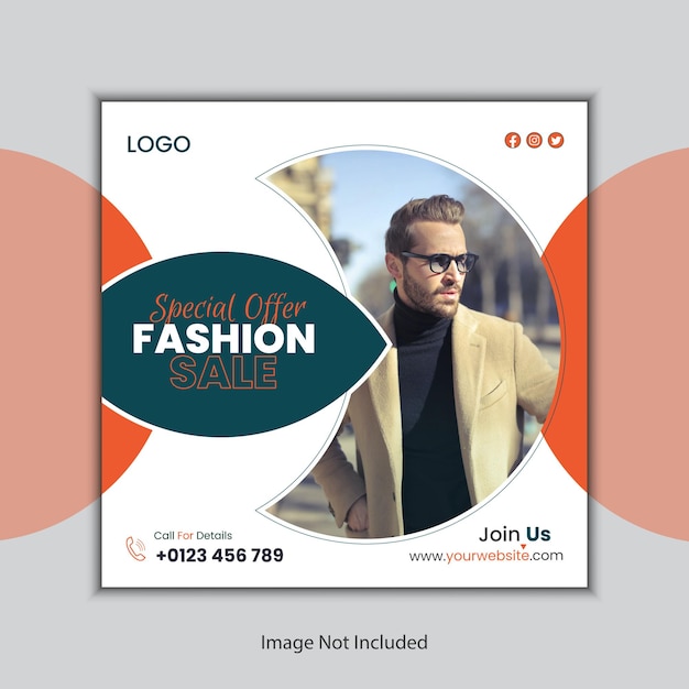 Vector fashion sale social media post design template