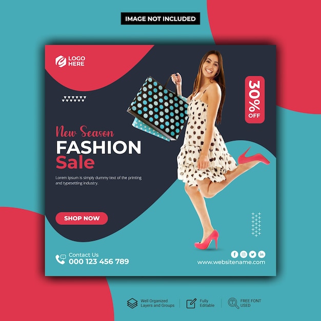 Vector fashion sale social media post facebook or web banner template