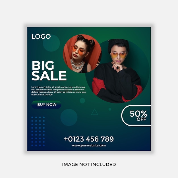 Fashion Sale Social Media Post Green Template Design