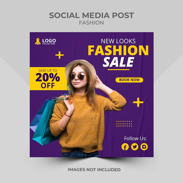 Fashion sale social media post, instagram template