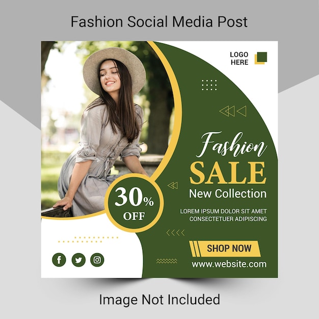 Модная распродажа в социальных сетях или дизайн шаблона баннера в instagram