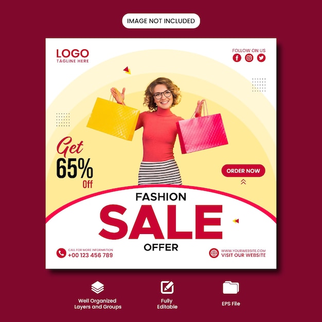 fashion sale social media post template design