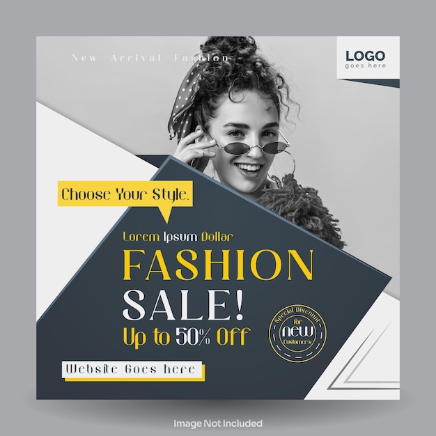 Fashion sale social media post template illustration