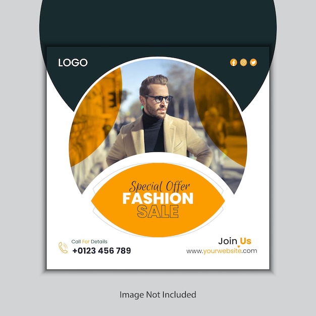 fashion sale social media post template and web banner