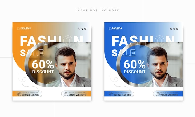 Fashion sale social media post template with discount and mega collection,
