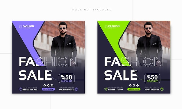 Fashion sale social media post template with discount and mega collection