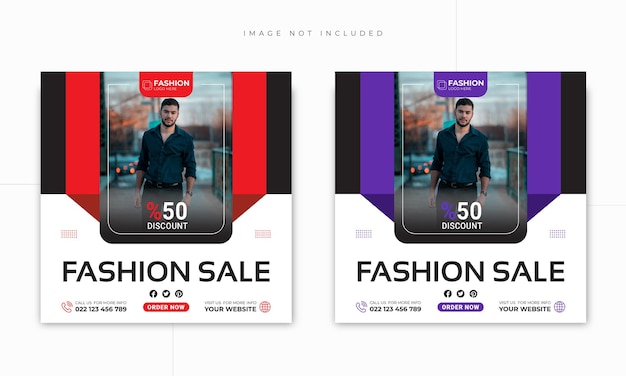 Fashion sale social media post template with discount and mega collection