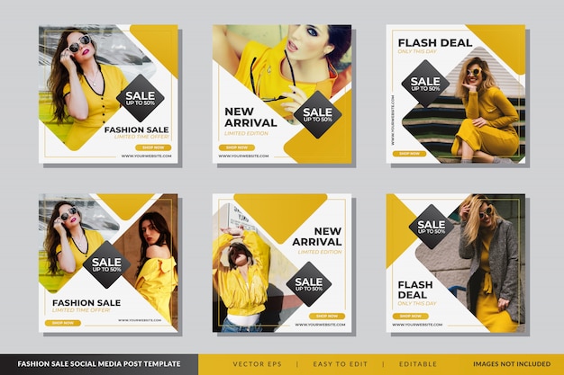 Vector fashion sale social media post template