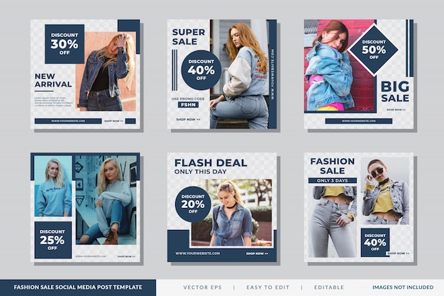 Vector fashion sale social media post template