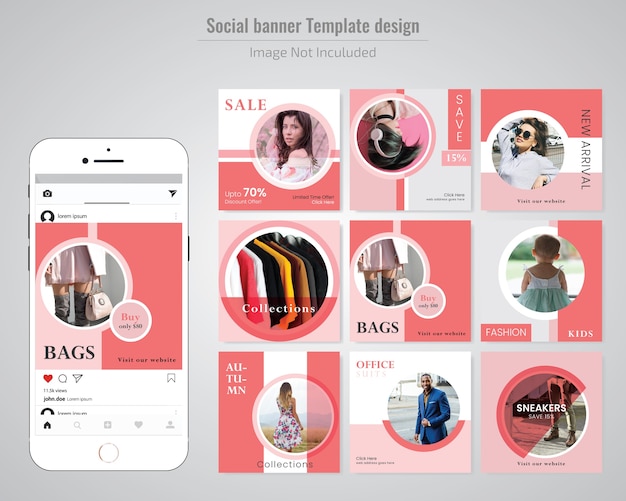 Modello di media sociali di vendita di moda