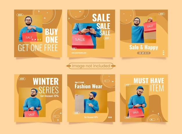 Vector fashion sale social media post template