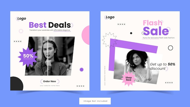 Vector fashion sale social media post template