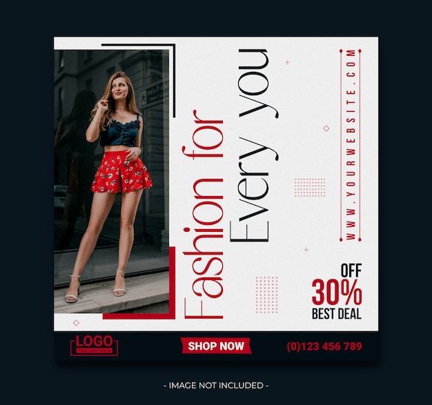 Fashion sale square banner ads online shopping flyer design