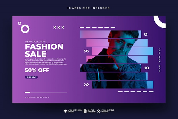 Modello di banner web di vendita di moda