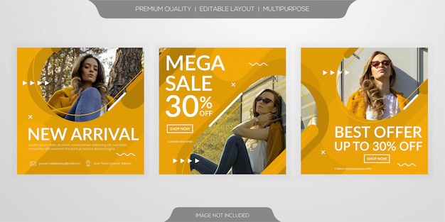 Fashion sale web social media banner template set