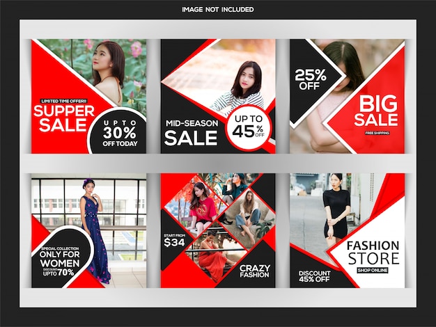 Fashion sales instagram post or square banner template