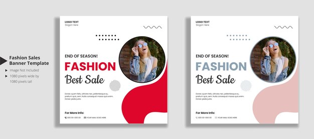 Fashion sales social media posts and web banner template