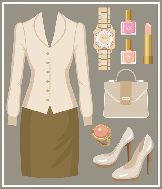 Fashion set with a blouse and a skirt