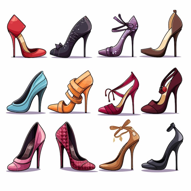 Vettore fashion_shoes_set_isolated_cartoon