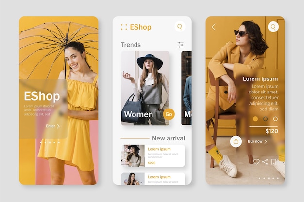 Modello di app per lo shopping di moda