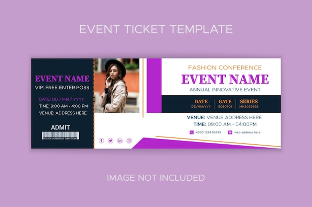 Fashion show event ticket graphic template