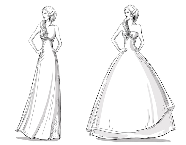 Sketch of Design of Bridal Gown APK for Android Download