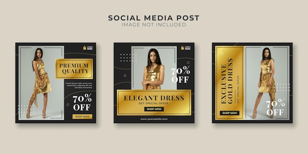 Vettore set di banner per social media di moda