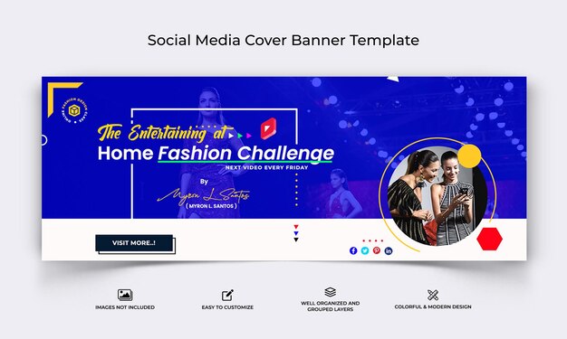 Fashion social media facebook cover banner template premium vector