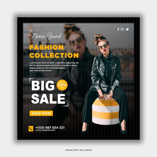 Vector fashion social media post or banner template