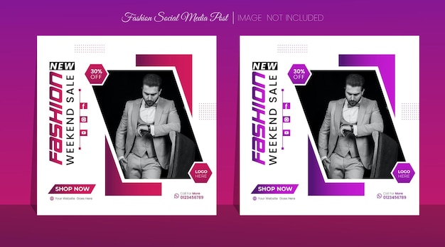 Vector fashion social media post banner template