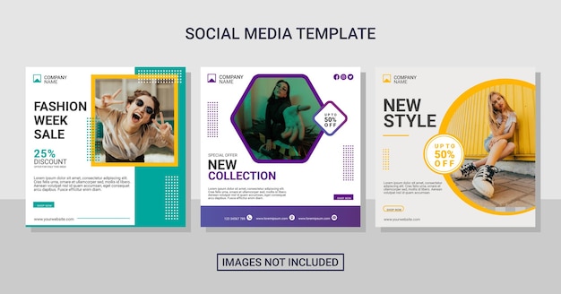 Vector fashion social media post collection template