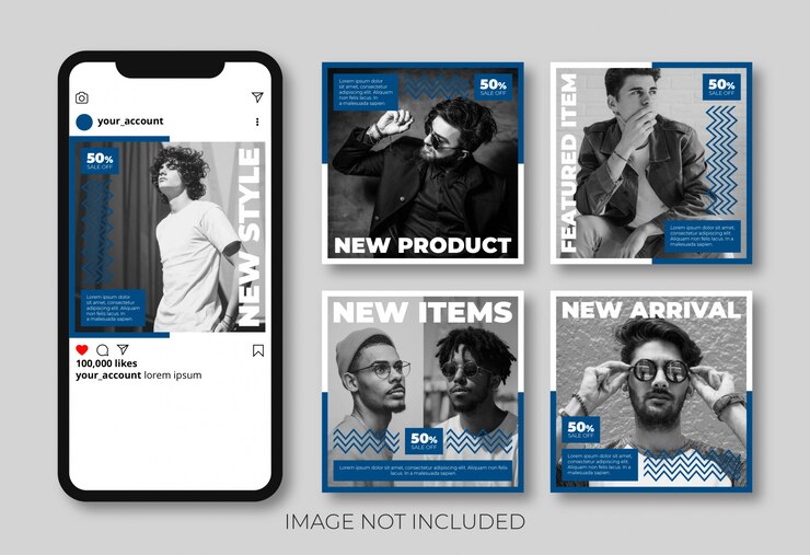 Vector fashion social media post collection