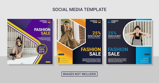 fashion social media post set template
