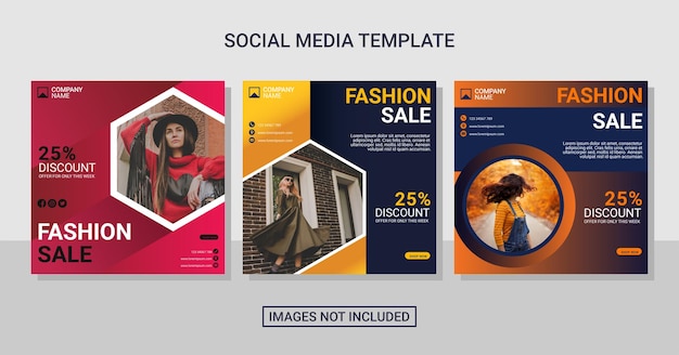 Fashion social media post set template