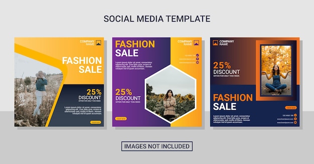 Fashion social media post set template