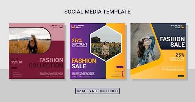 Fashion social media post set template