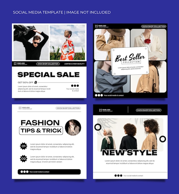 ベクトル ファッションソーシャルメディア投稿テンプレートデザイン
